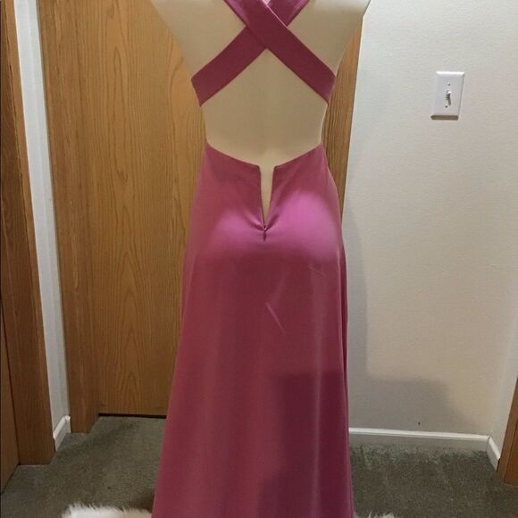 Jill Stuart Pink Deep V Neck Halter Maxi Gown Dress Size 10 - Picture 5 of 9